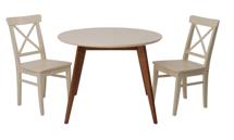 Стол ZiP-mebel Стол Сканди К 90 орех/слоновая кость со стульями Ингольф слоновая кость арт. F004111WUSX2R100741S00