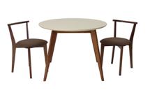 Стол ZiP-mebel Стол Сканди К 90 орех/слоновая кость со стульями Франк орех велюр коричневый арт. F004111WUSX2R101706W04