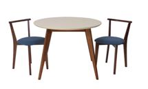 Стол ZiP-mebel Стол Сканди К 90 орех/слоновая кость со стульями Франк орех рогожка синий арт. F004111WUSX2R101709W03