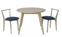 Стол ZiP-mebel Стол Сканди К 90 слоновая кость со стульями Франк слоновая кость рогожка синий арт. F004110S00X2R101709S03