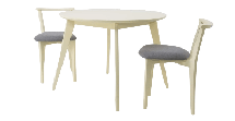 Стол ZiP-mebel Стол Сканди К 90 слоновая кость со стульями Франк слоновая кость рогожка серый арт. F004110S00X2R101709S01