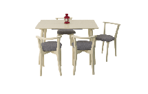 Стол ZiP-mebel Стол Монте 120 слоновая кость со стульями Франк слоновая кость рогожка серый арт. F514130S00X4R100709S01