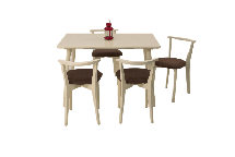 Стол ZiP-mebel Стол Монте 120 слоновая кость со стульями Франк слоновая кость велюр коричневый арт. F514130S00X4R100709S04