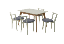 Стол ZiP-mebel Стол Сканди 120 натур/слоновая кость со стульями Франк слоновая кость рогожка серый арт. F514102NUSX4R101709S01