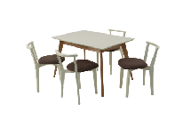 Стол ZiP-mebel Стол Сканди 120 натур/слоновая кость со стульями Франк слоновая кость велюр коричневый арт. F514102NUSX4R101709S04