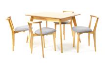 Стол ZiP-mebel Стол Сканди 120 натур со стульями Франк натур рогожка серый арт. F514106N00X4R100701N01