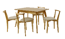 Стол ZiP-mebel Стол Сканди 120 натур со стульями Франк натур велюр бежевый арт. F514106N00X4R100701N02