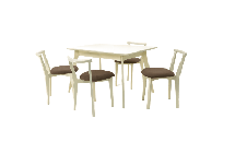 Стол ZiP-mebel Стол Сканди 120 слоновая кость со стульями Франк слоновая кость велюр коричневый арт. F514100S00X4R100709S04