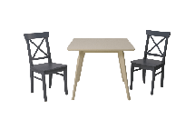 Стол ZiP-mebel Стол Сканди М 100 слоновая кость со стульями Ингольф серый арт. F404109S00X2R100740G00