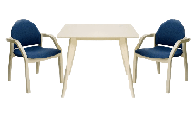 Стол ZiP-mebel Стол Сканди М 100 слоновая кость со стульями Джуно слоновая кость рогожка синий арт. F404109S00X2Z112805S03