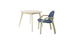 Стол ZiP-mebel Стол Сканди К 100 слоновая кость со стульями Джуно слоновая кость рогожка синий арт. F004100S00X2Z112805S03