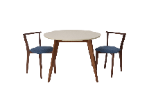 Стол ZiP-mebel Стол Сканди К 100 орех/слоновая кость со стульями Франк орех рогожка синий арт. F004101WUSX2R101709W03