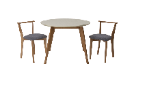 Стол ZiP-mebel Стол Сканди К 100 натур/слоновая кость со стульями Франк натур рогожка серый арт. F004102NUSX2R101707N01