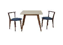 Стол ZiP-mebel Стол Сканди М 90 орех/слоновая кость со стульями Франк орех рогожка синий арт. F404119WUSX2R101709W03