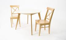 Стол ZiP-mebel Стол Сканди К 90 слоновая кость/натур со стульями Ингольф натур арт. F004114SUNX2R100743N00