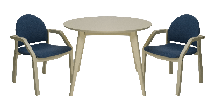 Стол ZiP-mebel Стол Сканди К 90 слоновая кость со стульями Джуно слоновая кость рогожка синий арт. F004110S00X2Z112805S03