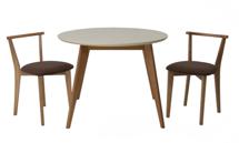 Стол ZiP-mebel Стол Сканди К 90 натур/слоновая кость со стульями Франк натур велюр коричневый арт. F004112NUSX2R101707N04