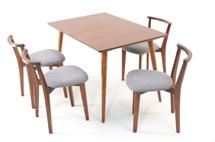 Стол ZiP-mebel Стол Монте 120 орех со стульями Франк Орех рогожка серый арт. F514135W00X4R101706W01