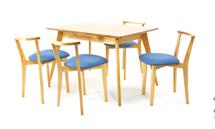 Стол ZiP-mebel Стол Сканди 120 натур со стульями Франк натур рогожка синий арт. F514106N00X4R100701N03