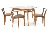 Стол ZiP-mebel Стол Сканди 120 орех со стульями Франк Орех велюр коричневый арт. F514105W00X4R101709W04