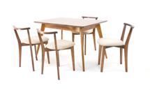 Стол ZiP-mebel Стол Сканди 120 орех со стульями Франк Орех велюр бежевый арт. F514105W00X4R101709W02