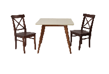 Стол ZiP-mebel Стол Сканди М 100 орех/слоновая кость со стульями Ингольф орех арт. F404110WUSX2R100742W00