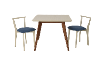 Стол ZiP-mebel Стол Сканди М 100 орех/слоновая кость со стульями Франк слоновая кость рогожка синий арт. F404110WUSX2R101709S03
