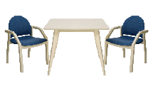 Стол ZiP-mebel Стол Сканди М 90 слоновая кость со стульями Джуно слоновая кость рогожка синий арт. F404118S00X2Z112805S03