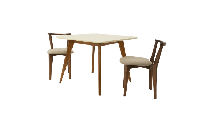 Стол ZiP-mebel Стол Сканди М 90 орех/слоновая кость со стульями Франк орех велюр бежевый арт. F404119WUSX2R101706W02