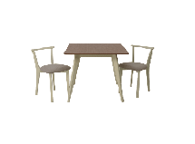 Стол ZiP-mebel Стол Сканди М 90 слоновая кость/натур со стульями Франк слоновая кость велюр бежевый арт. F404122SUNX2R101709S02