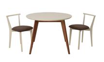 Стол ZiP-mebel Стол Сканди К 90 орех/слоновая кость со стульями Франк слоновая кость велюр коричневый арт. F004111WUSX2R101709S04