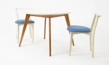 Стол ZiP-mebel Стол Сканди К 90 орех/слоновая кость со стульями Франк слоновая кость рогожка синий арт. F004111WUSX2R101709S03