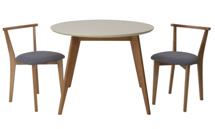 Стол ZiP-mebel Стол Сканди К 90 натур/слоновая кость со стульями Франк натур рогожка серый арт. F004112NUSX2R101707N01