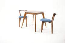 Стол ZiP-mebel Стол Сканди К 90 орех со стульями Франк орех рогожка синий арт. F004115W00X2R101709W03