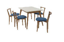 Стол ZiP-mebel Стол Сканди 120 натур/слоновая кость со стульями Франк натур рогожка синий арт. F514102NUSX4R101707N03