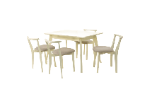 Стол ZiP-mebel Стол Сканди 120 слоновая кость со стульями Франк слоновая кость велюр бежевый арт. F514100S00X4R100704S02
