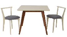 Стол ZiP-mebel Стол Сканди М 100 орех/слоновая кость со стульями Франк слоновая кость рогожка серый арт. F404110WUSX2R101709S01