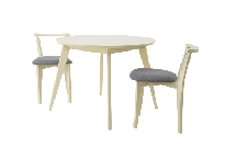 Стол ZiP-mebel Стол Сканди К 100 слоновая кость со стульями Франк слоновая кость рогожка серый арт. F004100S00X2R101709S01