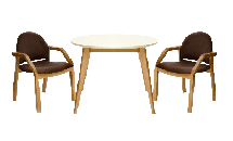 Стол ZiP-mebel Стол Сканди К 90 натур/слоновая кость со стульями Джуно натур велюр коричневый арт. F004112NUSX2Z112806N04