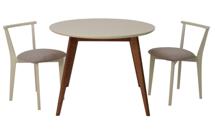 Стол ZiP-mebel Стол Сканди К 90 орех/слоновая кость со стульями Франк слоновая кость велюр бежевый арт. F004111WUSX2R101709S02