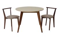 Стол ZiP-mebel Стол Сканди К 90 орех/слоновая кость со стульями Франк орех велюр бежевый арт. F004111WUSX2R101706W02