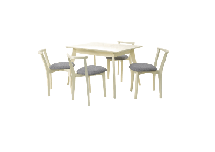 Стол ZiP-mebel Стол Сканди 120 слоновая кость со стульями Франк слоновая кость рогожка серый арт. F514100S00X4R100709S01