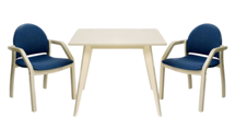 Стол ZiP-mebel Стол Сканди М 100 слоновая кость со стульями Джуно слоновая кость рогожка синий арт. F404109S00X2Z112805S03