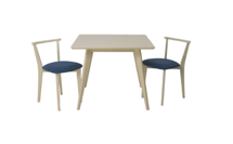 Стол ZiP-mebel Стол Сканди М 100 слоновая кость со стульями Франк слоновая кость рогожка синий арт. F404109S00X2R101709S03