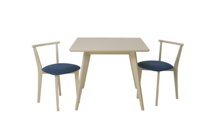 Стол ZiP-mebel Стол Сканди К 100 слоновая кость со стульями Франк слоновая кость рогожка синий арт. F004100S00X2R101709S03