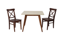 Стол ZiP-mebel Стол Сканди М 90 орех/слоновая кость со стульями Ингольф орех арт. F404119WUSX2R100742W00