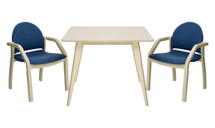 Стол ZiP-mebel Стол Сканди М 90 слоновая кость со стульями Джуно слоновая кость рогожка синий арт. F404118S00X2Z112805S03