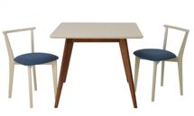 Стол ZiP-mebel Стол Сканди М 90 орех/слоновая кость со стульями Франк слоновая кость рогожка синий арт. F404119WUSX2R101709S03