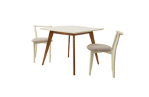 Стол ZiP-mebel Стол Сканди М 90 орех/слоновая кость со стульями Франк слоновая кость велюр бежевый арт. F404119WUSX2R101709S02