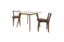 Стол ZiP-mebel Стол Сканди М 90 орех/слоновая кость со стульями Франк орех велюр коричневый арт. F404119WUSX2R101706W04